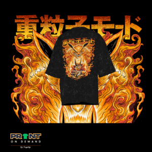 Cotton Anime Acid Drop Shoulder T-shirt for Men